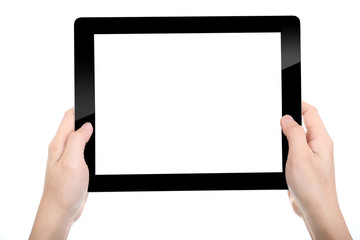 Women holding Tablet PC for do something