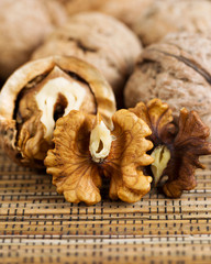 Closeup of Walnut Halves out of shell
