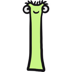 Buchstabe I Comic Gesicht Lustig Monster