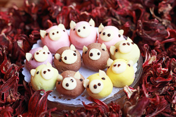 chocolates  pig snack - on dried okra.