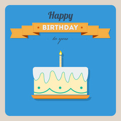 Happy birthday card with a cake and candles