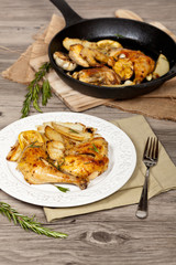 Roasted Chicken with Garlic, Lemon and Rosemary with potato