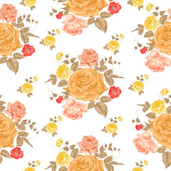 Roses, floral background, seamless pattern.