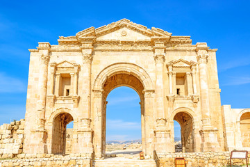 Fototapeta na wymiar The Arch of Hadrian in Gerasa, Jerash, Jordan