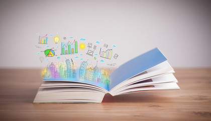 drawing of a business scheme on an opened book