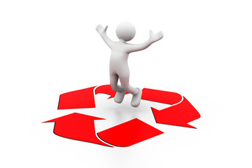 Person with recycle symbol