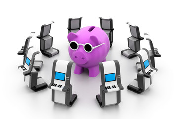 Piggy bank with ATM