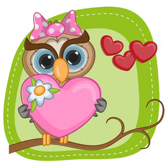 Owl girl with heart