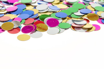 small color confetti background on white
