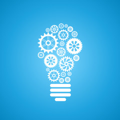 light bulb of gears and cogs