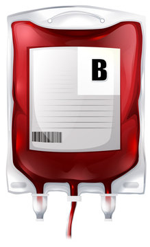 A blood bag with type B blood