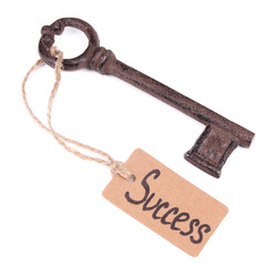 Key to success, Conceptual photo. Isolated on white