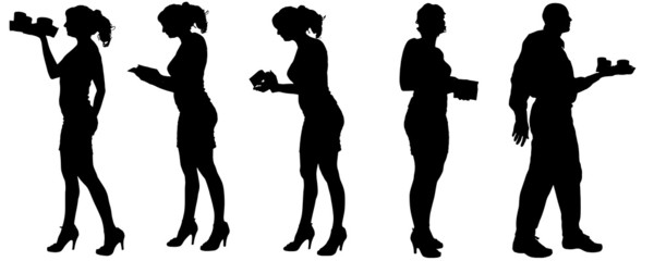 Vector waiter silhouette.