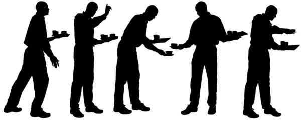 Vector waiter silhouette.