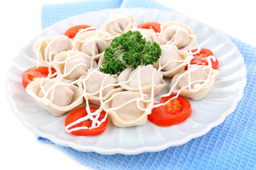 Meat dumplings - russian boiled pelmeni in plate