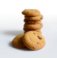 Chocolate chips cookies isolated on white