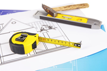 Tools on drawing close up