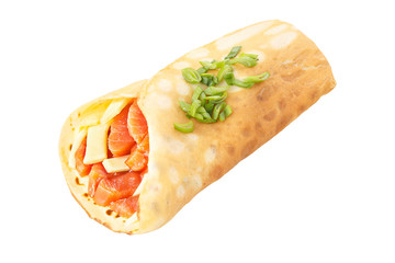 Crepe stuffed with salmon