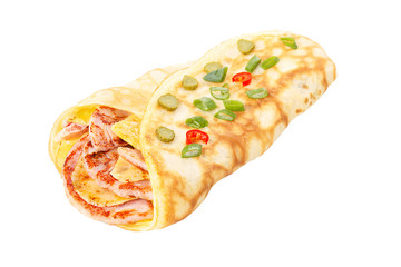 Crepe stuffed with ham and cheese