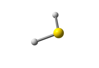 Hydrogen sulfide molecular structure isolated on white
