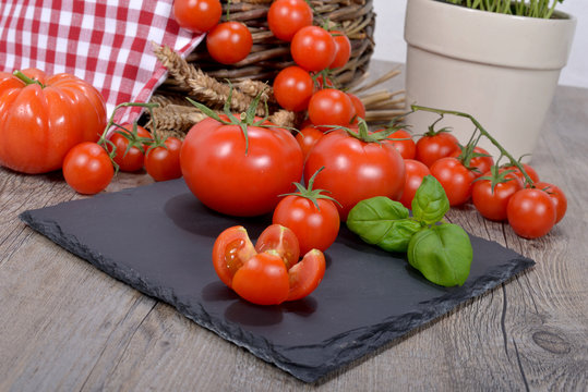 tomatoes on a slate