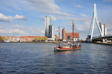 Fototapeta na wymiar River View of Rotterdam in the Netherlands