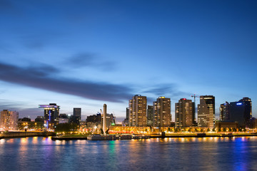 Fototapeta na wymiar City of Rotterdam Skyline at Dusk
