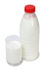 Bottle and cup with milk