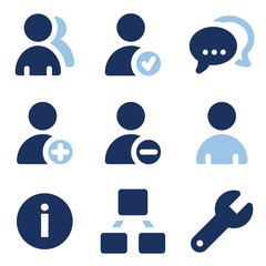 Users web icons, blue set