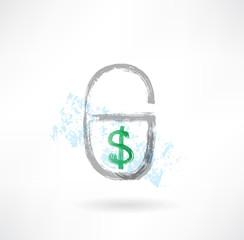 Lock money grunge icon