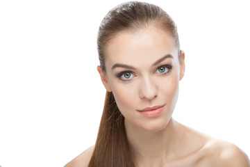 Obraz premium Attractive woman on white background