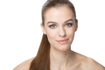 Obraz premium Beautiful young woman with healthy long hair , centered