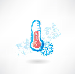 Cold thermometer grunge icon