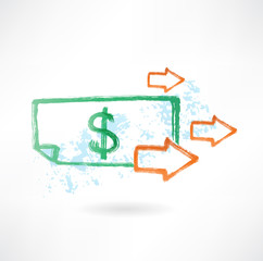 Obraz premium Paper dollar and arrows grunge icon