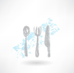 Grey cutlery grunge icon
