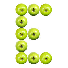 Letter E made of apples