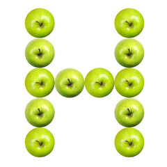 Letter H made of apples