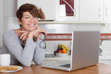 woman working or studying at home