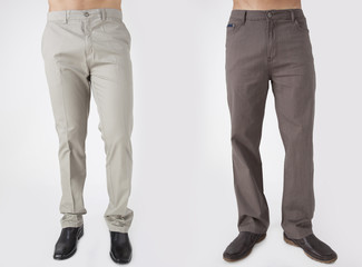 men in  trousers on white background