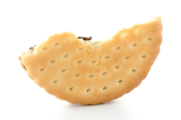 Half sandwich biscuit with chocolate filling