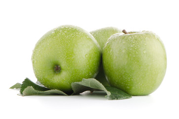 Three fresh green apples
