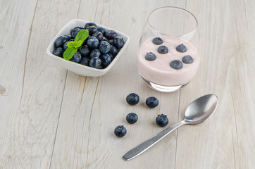 Yogurt with fresh blueberries
