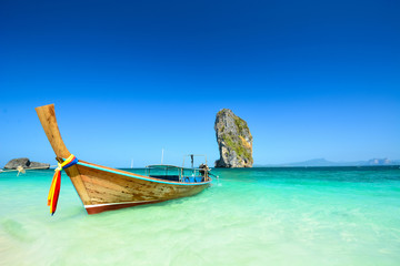Boat in the beautiful beach in southern Thailand, Phuket, Krabi