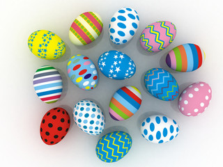 3d colorful easter eggs isolated over white background