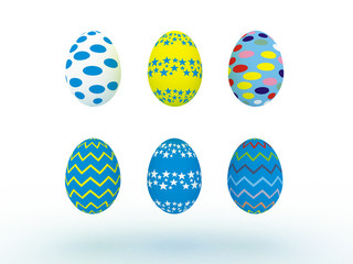 3d colorful easter eggs isolated over white background