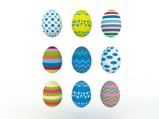 3d colorful easter eggs isolated over white background