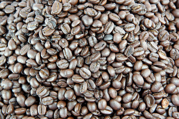 Closeup Roasted coffee beans.