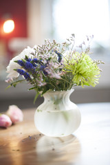 bouquet of flowers in a vase on a table