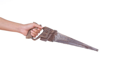 hand with old saw