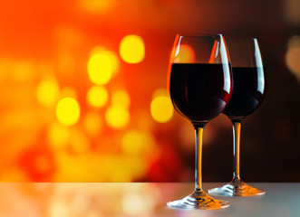 glasses with red wine